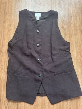H&M Brown Textured Sleeveless Vest